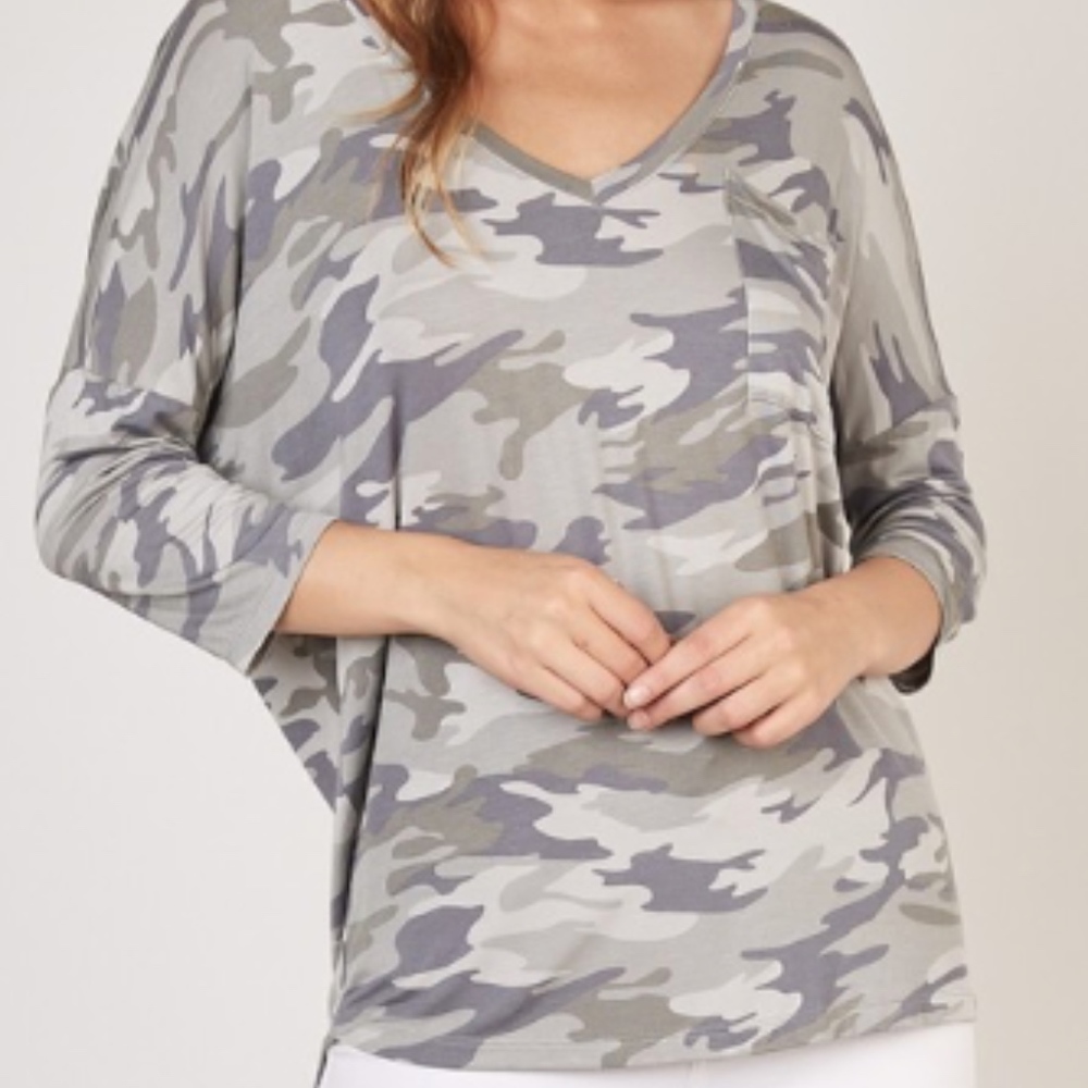 Camouflage V-Neck top